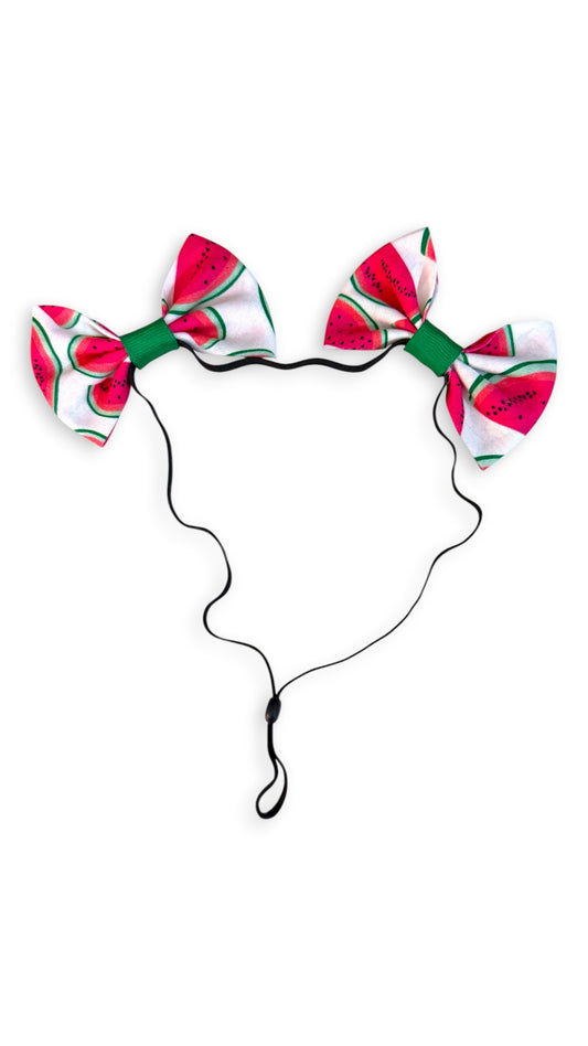 Watermelon Dog Double Bows
