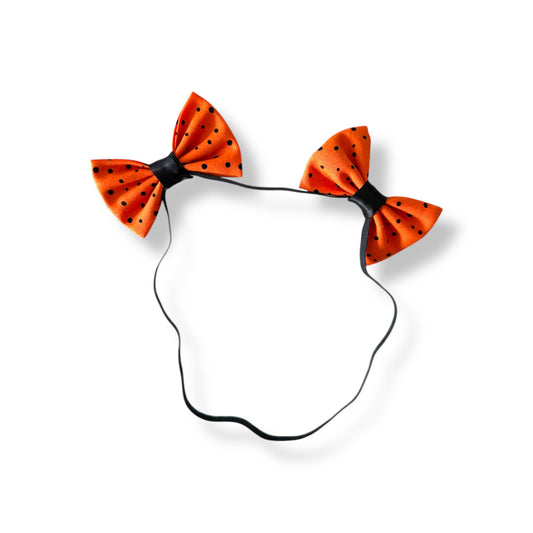 Pumpkin Dots Double Bows🎃🖤